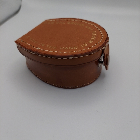 Vintage Leather Jewelry Box/ England for Cuffs,Tie Clips, Rings etc. G C. - Picture 4 of 11